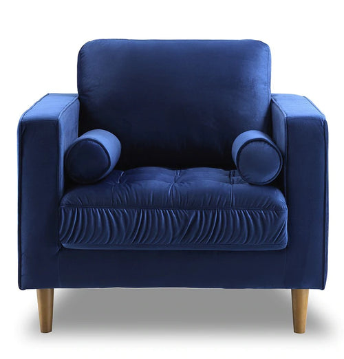 BENTE TUFTED VELVET LOUNGE CHAIR - BLUE