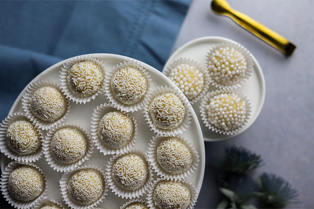 Image of Prosecco White Chocolate Brigadeiros with sprinkles