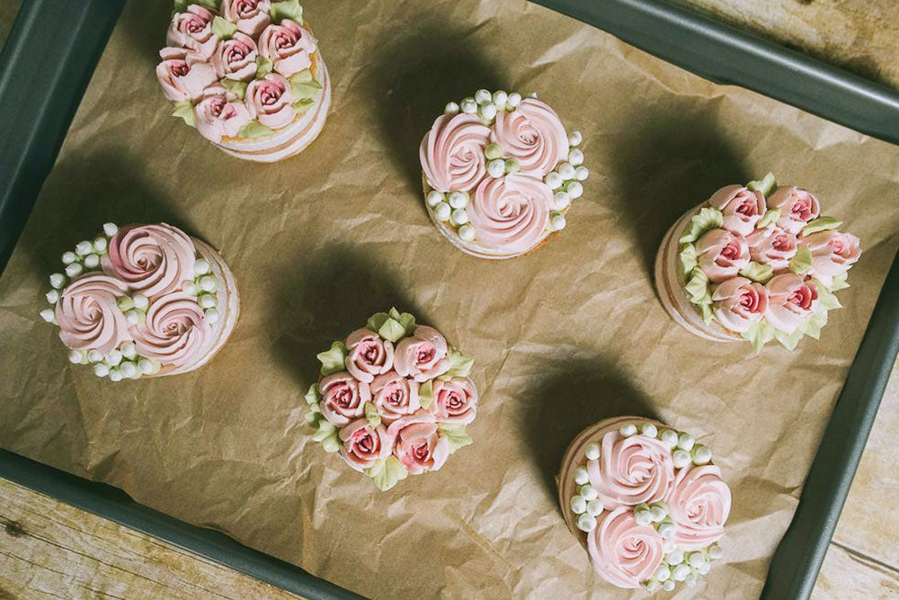 Image of Mini Rose Cakes with Swiss Meringue Buttercream