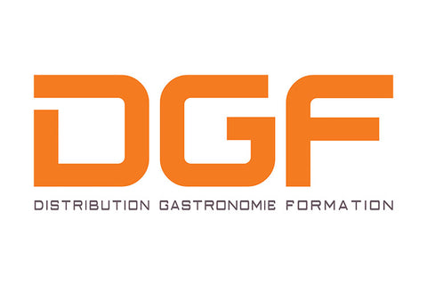 An orange logo titled: "DGF" with "Distribution Gastronomie Formation" written below. 