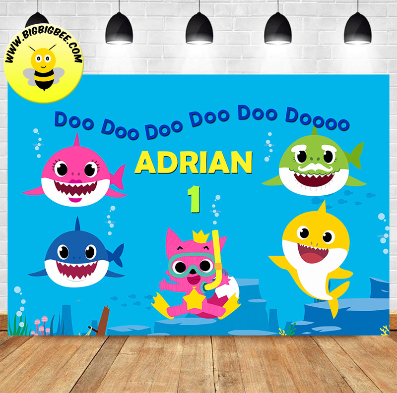 Custom Pinkfong Baby Shark Doo Doo Doo Theme Birthday Backdrop – BigBigBee  Party Sign