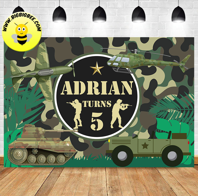 Custom Camouflage Military Army Tank Solider Theme Birthday Backdrop –  BigBigBee Party Sign