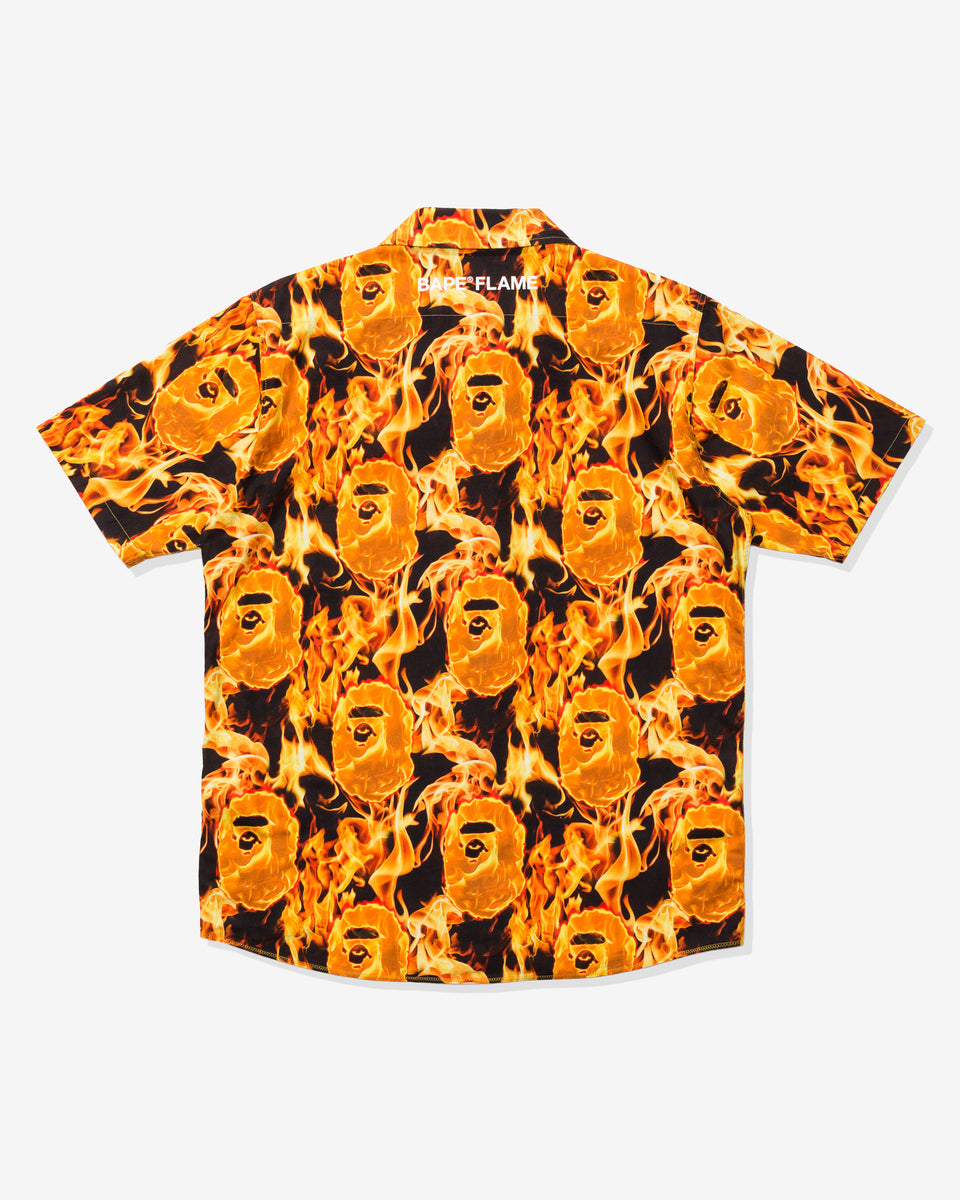 BAPE FLAME OPEN COLLAR SHIRT - ORANGE – Undefeated