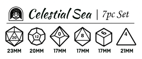 Celestial Sea dice size chart | Arcana Vault