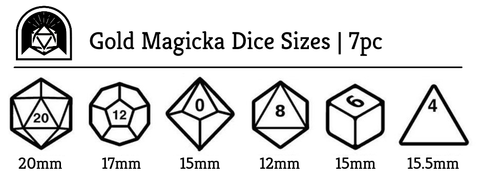 Gold Magicka Dice Size Chart - Arcana Vault