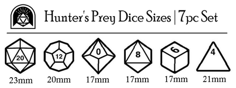 Hunter's Prey Dice Size Chart
