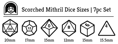 Scorched Mithril Dice Sizes - Arcana Vault