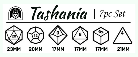 Tashania D&D Dice Set Size Chart | Arcana Vault