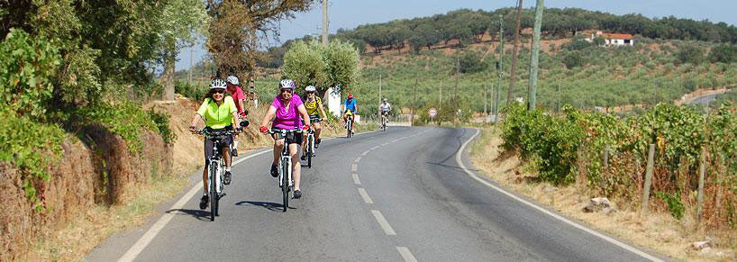 Group of friends on a self guided bicycle tour