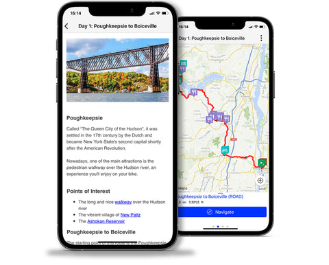 Self guided bicycle tour navigation app