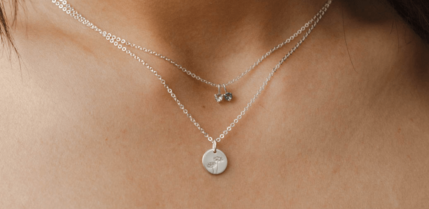 Aura Pendant Necklace + Small Flora Necklace