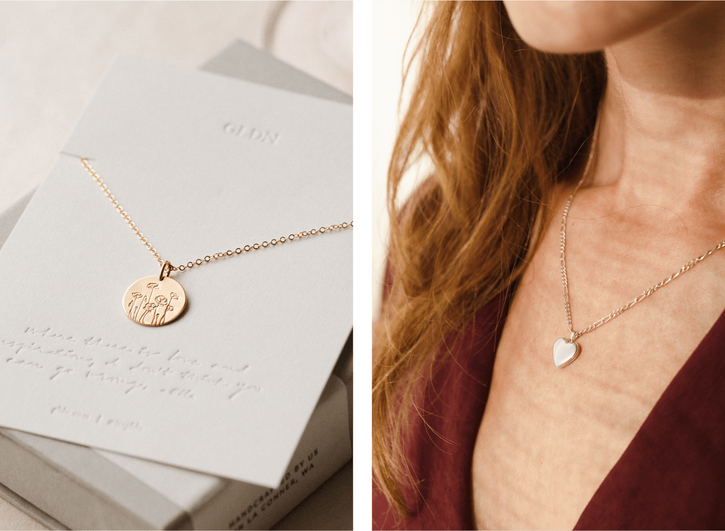 Flora Necklace + Micro Heart Locket