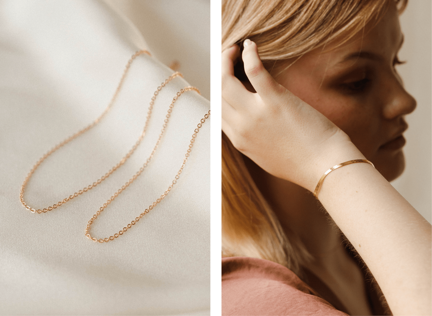 Solid Gold Dainty Chain & Taiya Bracelet