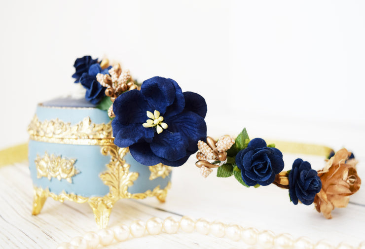 navy blue flower crown