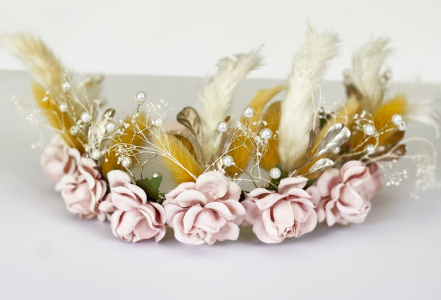 Boho Goddess Leaf Flower Hair Crown Head Piece