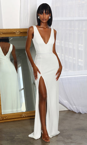 Penelope High Slit Dress- White – Moda Glam Boutique