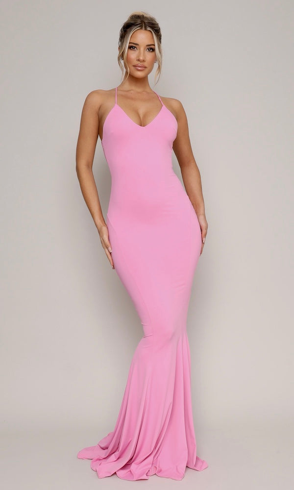 Eve Mermaid Gown- Candy Pink – Moda Glam Boutique