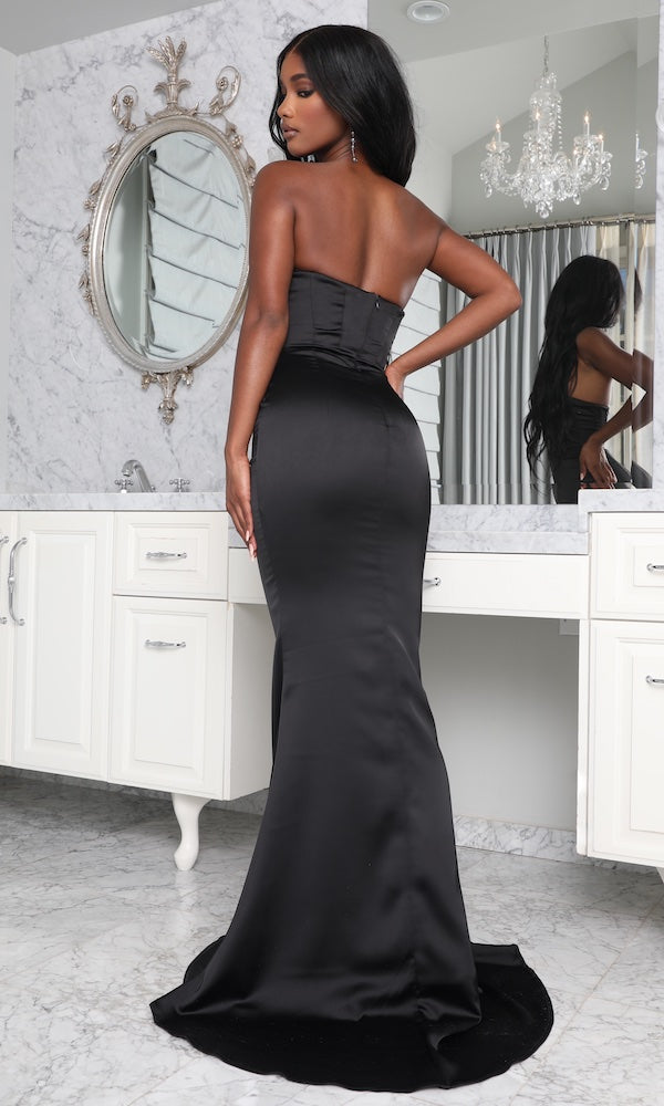 Madison Strapless Corset Gown- Black – Moda Glam Boutique