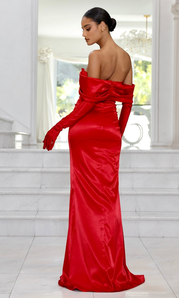 'Opera' Off-the Shoulder Evening Gown-Red – Moda Glam Boutique