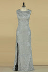 New Arrival Scoop Sheath/Column Prom Dresses With Slit Floor Length