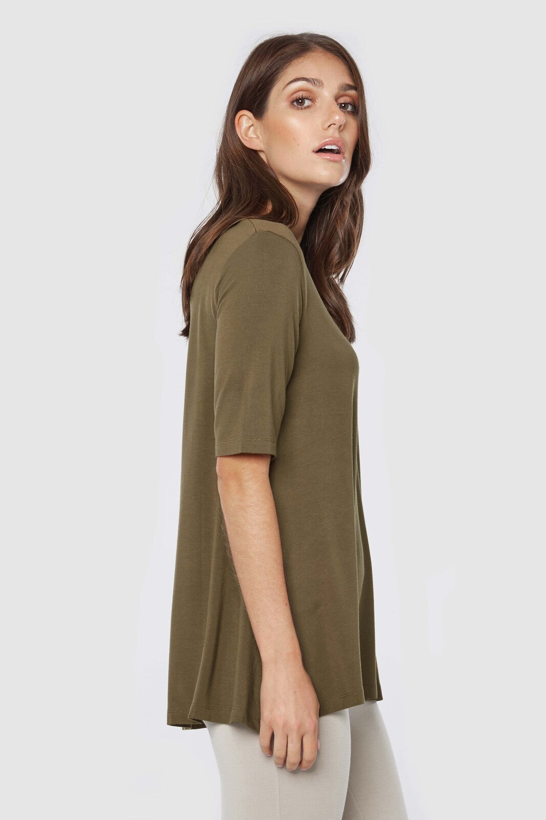Short Sleeve Tunic Top OLIVE – WICKED WONDERS