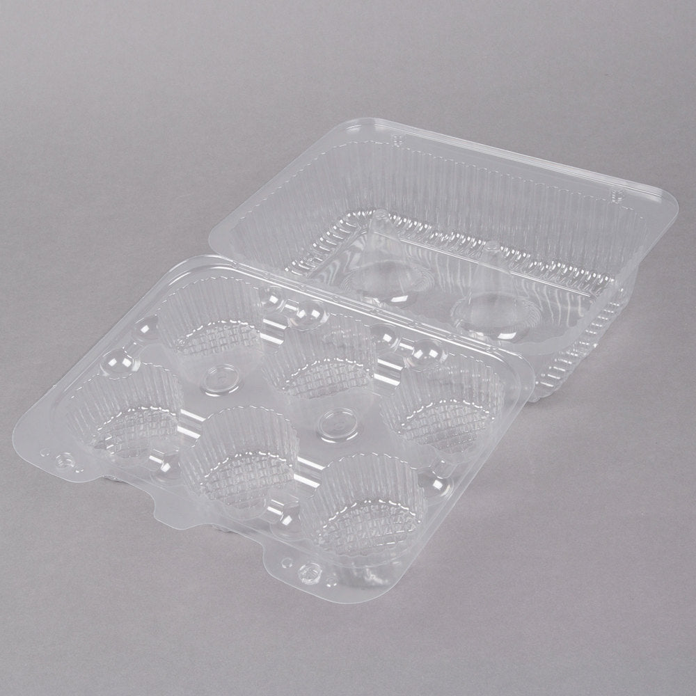 6 COUNT HINGED CLEAR CUPCAKE CONTAINER