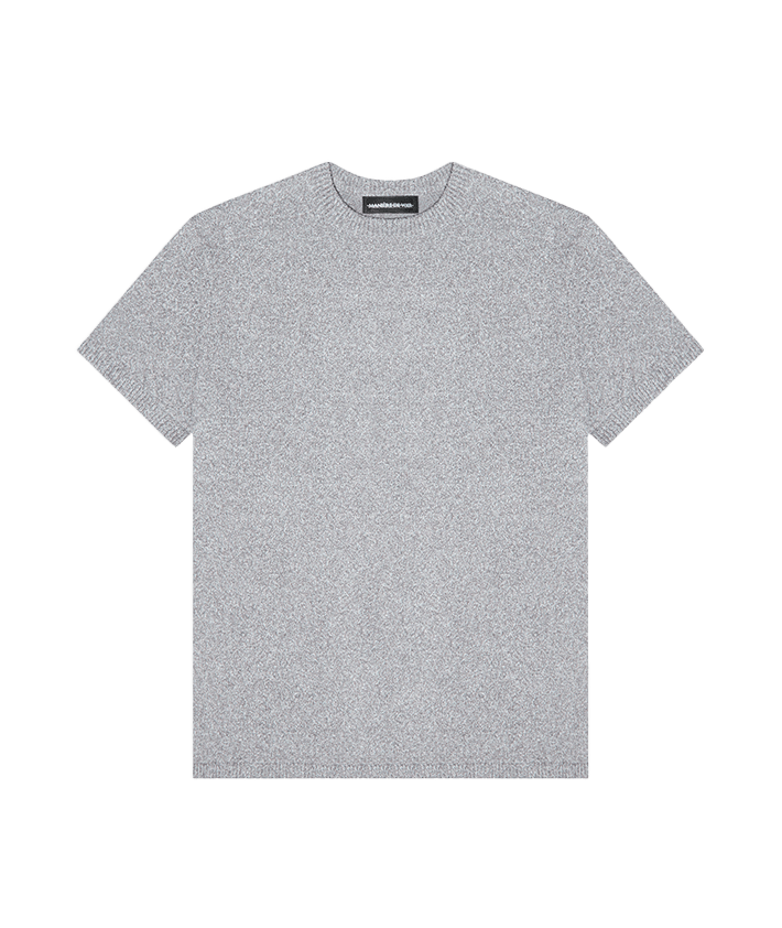 Boucle Knit Regular Fit T-Shirt - Grey Marl