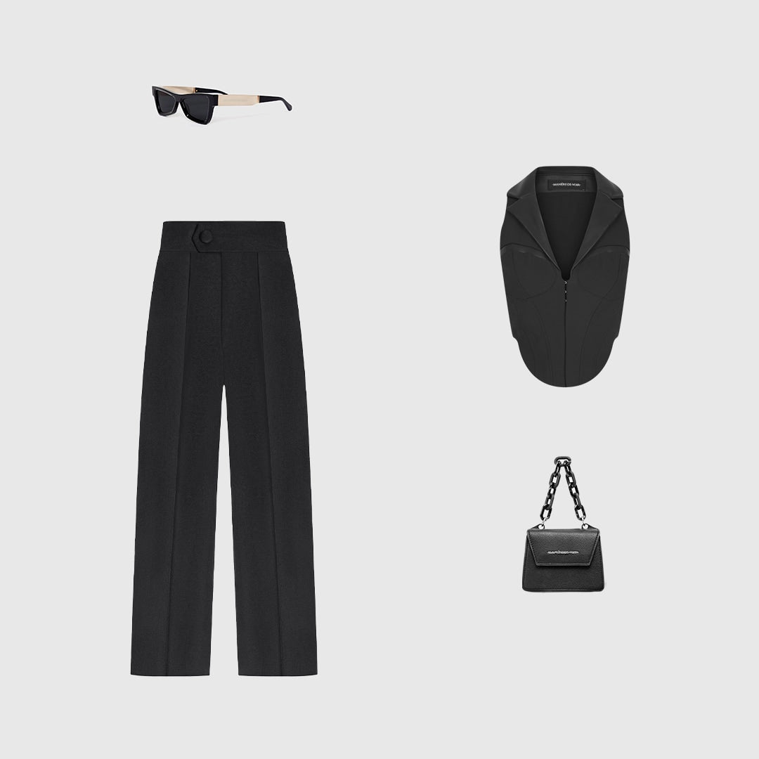 High Waisted Tailored Trousers - Black | Manière De Voir Australia