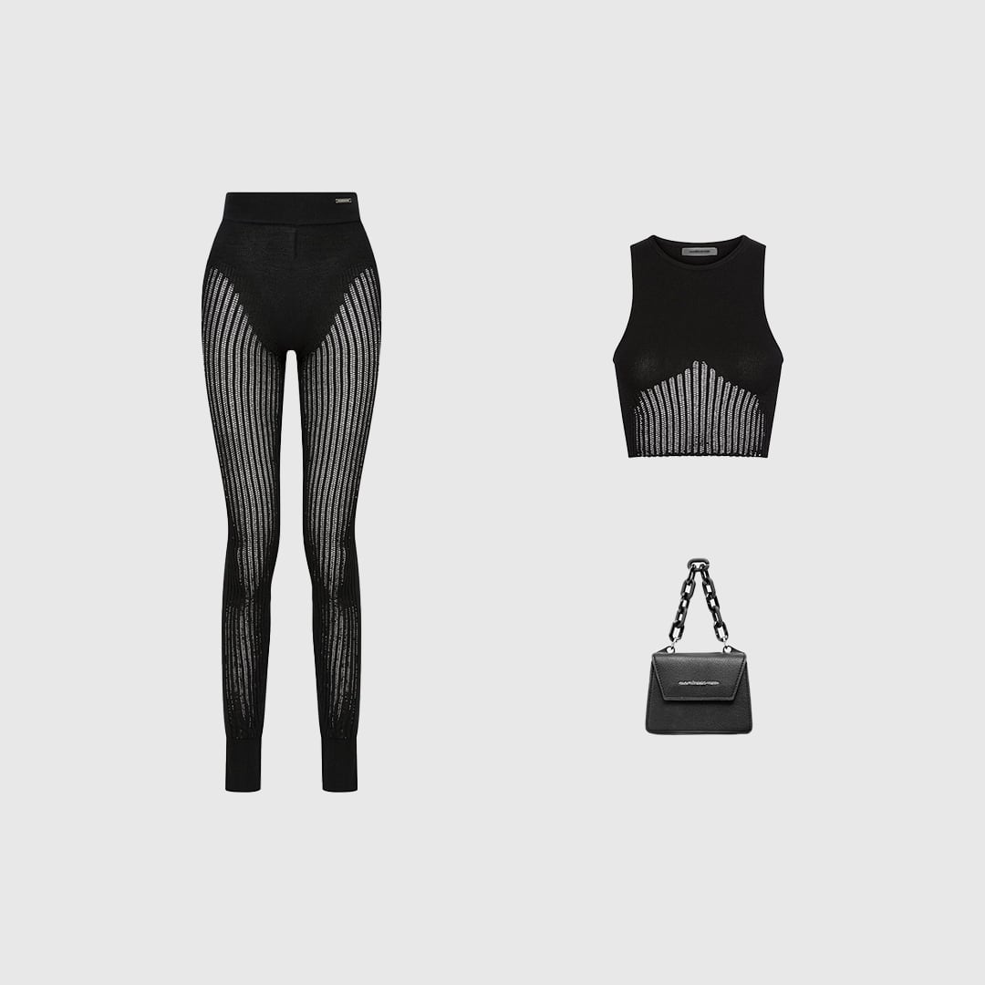 Icco Accessories Rhinestone Leggings Black Black / Small/Medium