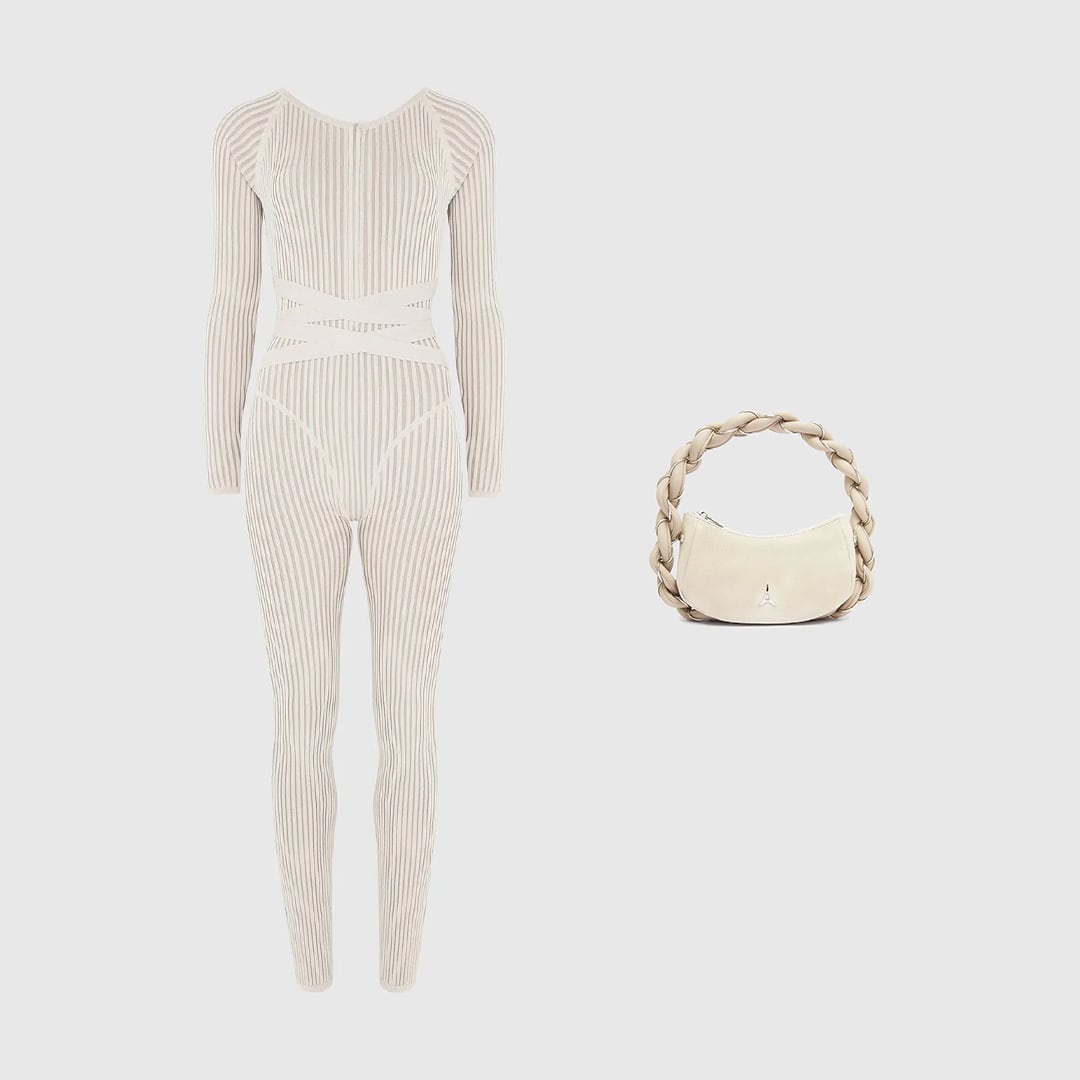 Distressed Knitted Cut Out Jumpsuit - Taupe