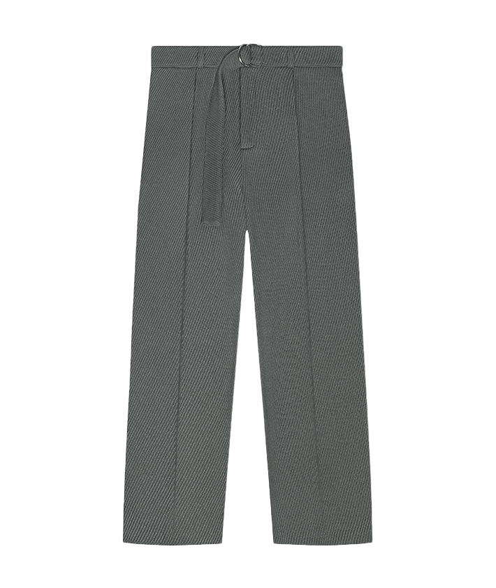 Twill Trousers With Belt - Grey | Manière De Voir USA