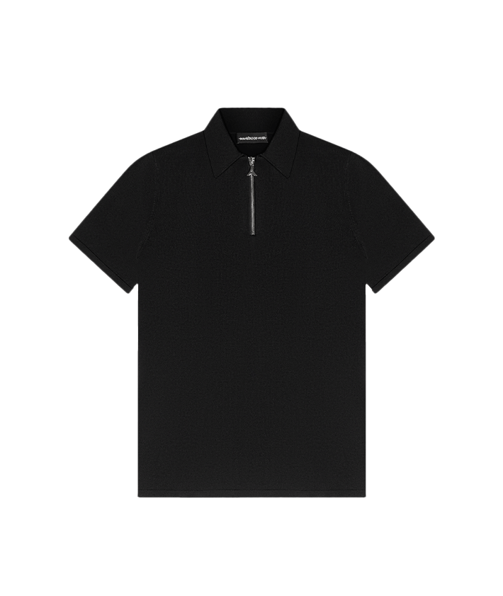 Luxe Polo Top With Zip - Black | Manière De Voir