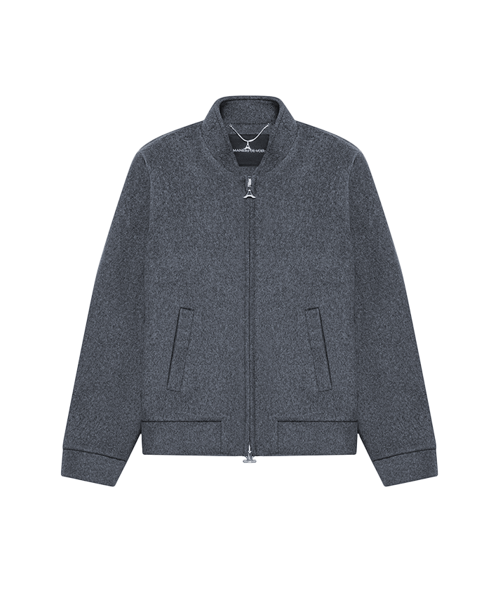 Wool Blend Marl Bomber Jacket - Charcoal Grey | Manière De Voir