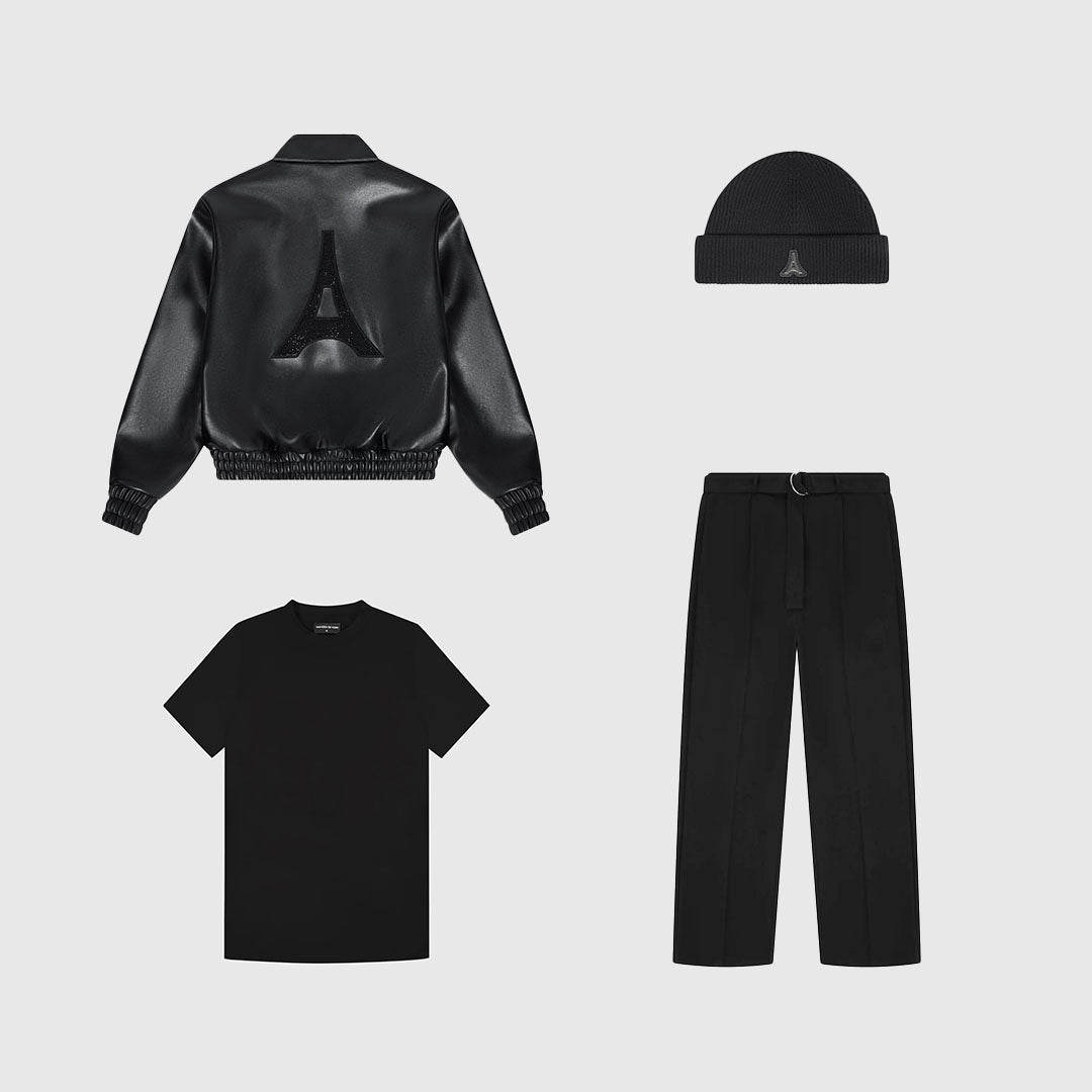 Eiffel Rhinestone Varsity Jacket - Black | Manière De Voir
