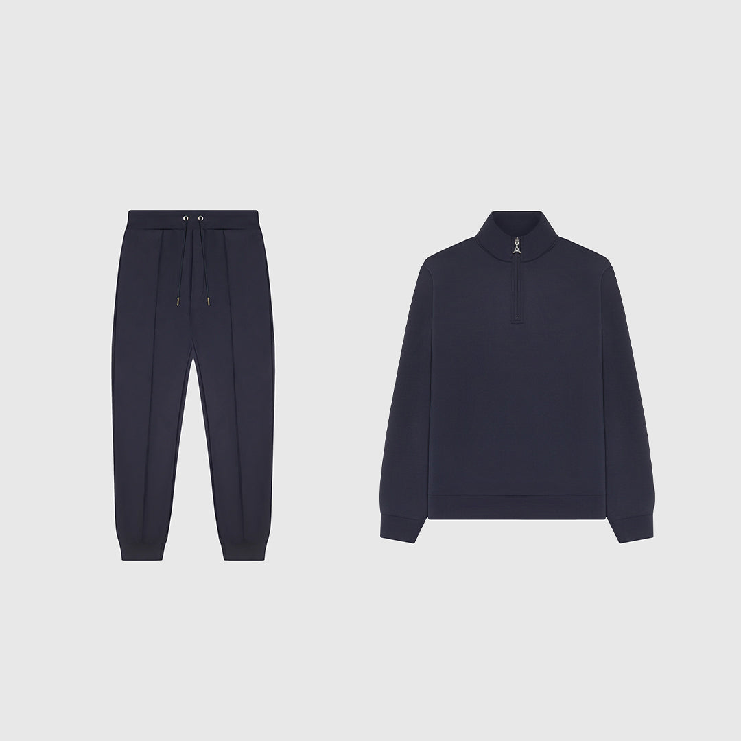 Éternel Neoprene Tapered Fit Pintuck Joggers - Navy | Manière De Voir