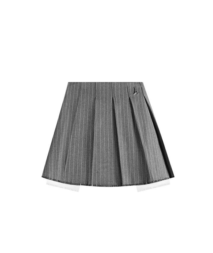 Pinstripe Pleated Skort - Grey Pinstripe | Manière De Voir USA