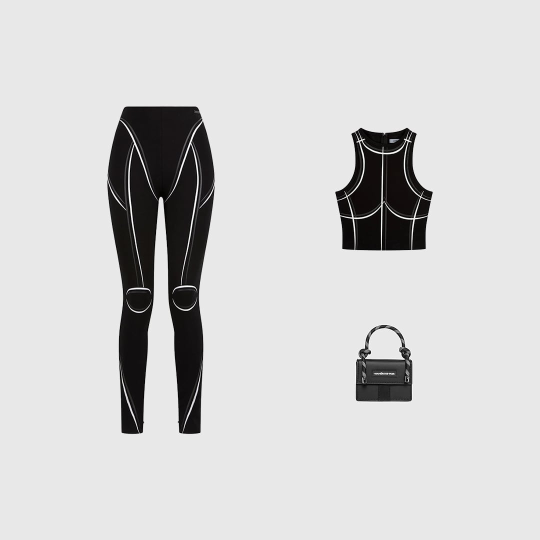 Sketch High Waisted Bandage Leggings - Black