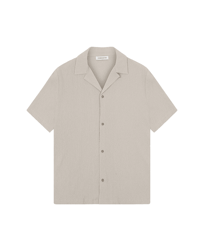 Seersucker Revere Shirt - Beige | Manière De Voir