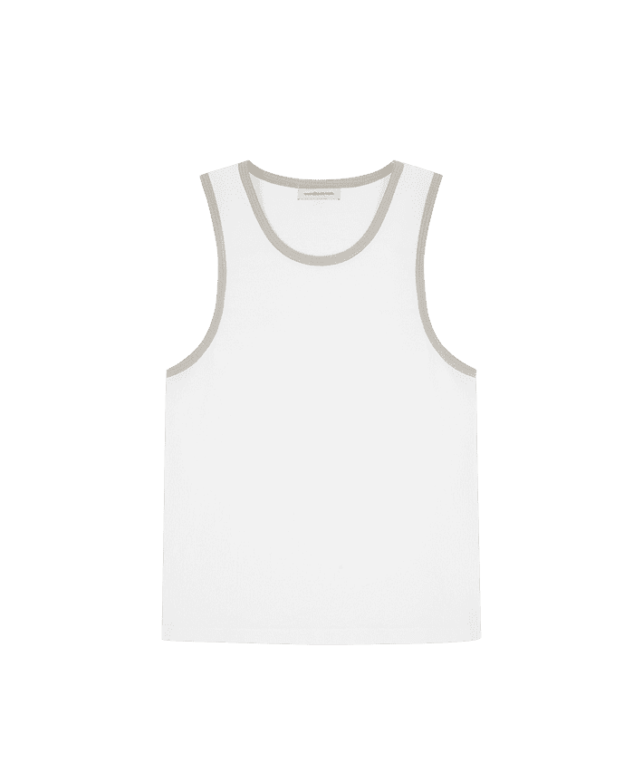 Seersucker Vest - White/Beige | Manière De Voir EU