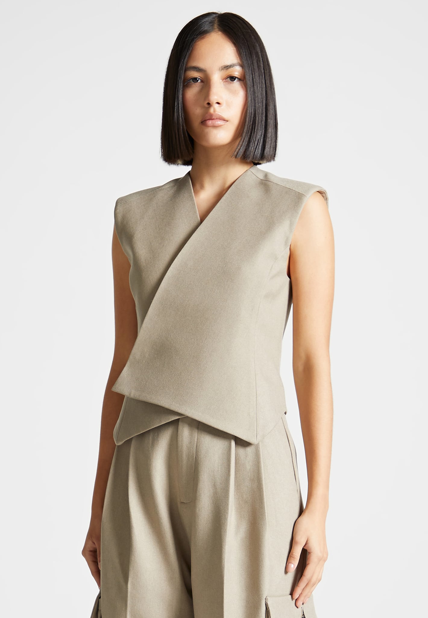 Tailored Wrap Waistcoat - Beige | Manière De Voir