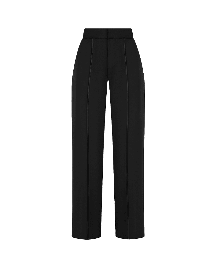 Trousers with Vegan Leather Pintuck - Black | Manière De Voir