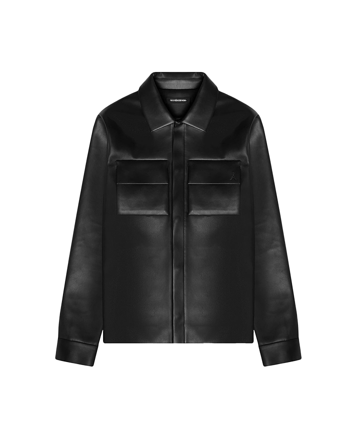 Vegan Leather Shirt Jacket - Black | Manière De Voir USA
