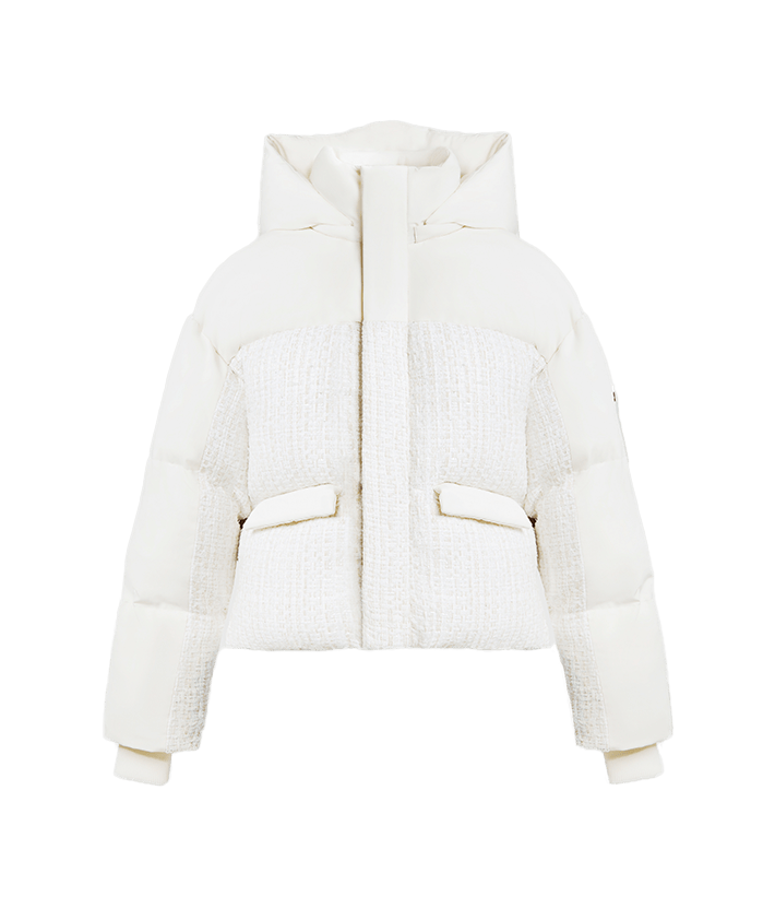 Oversized Tweed Puffer Jacket - Cream | Manière De Voir