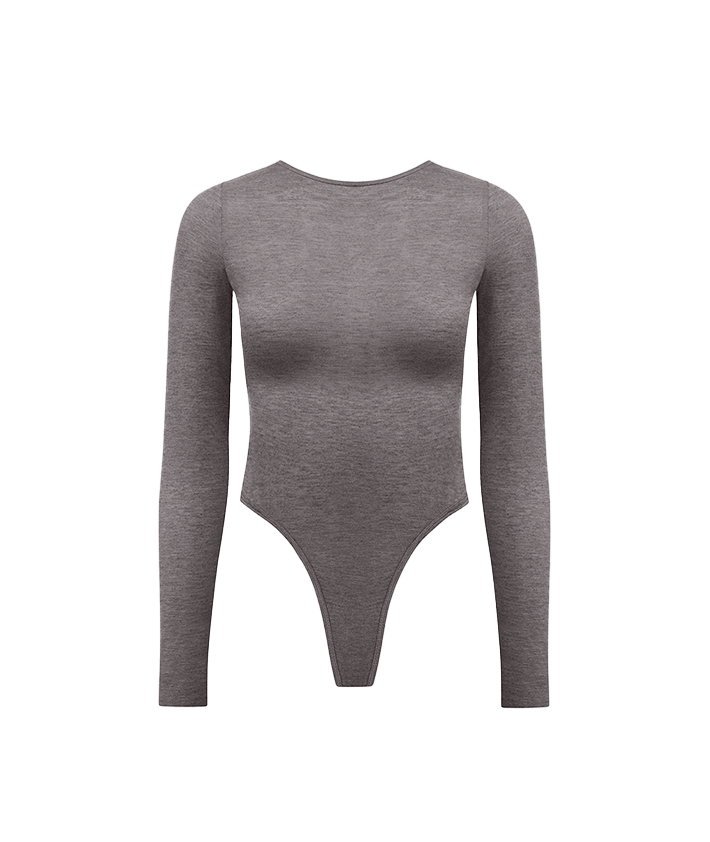 Éternelle Sheer Long Sleeve Bodysuit - Grey