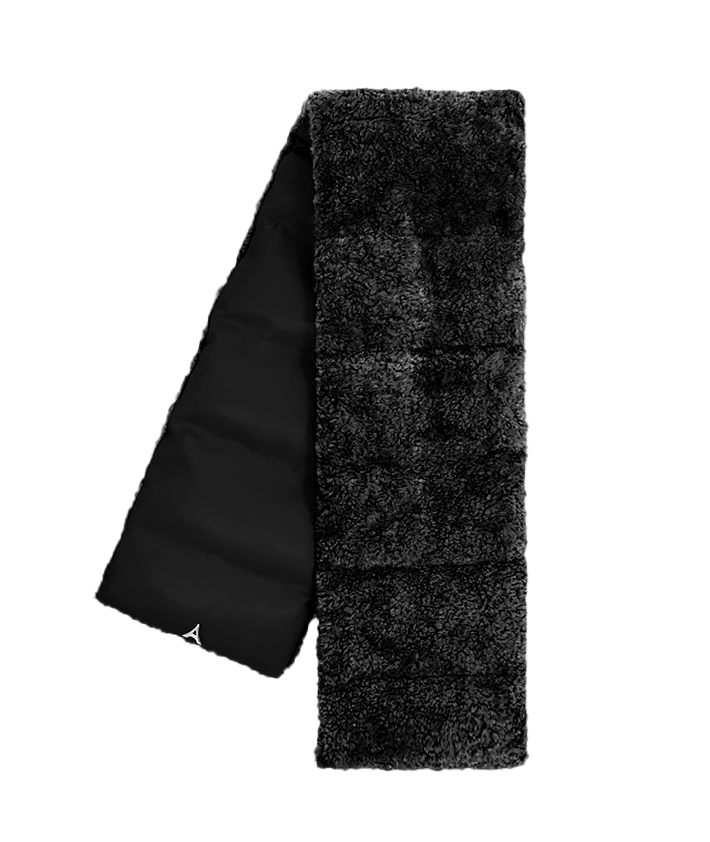 Vegan Leather and Plush Puffer Scarf - Black | Manière De Voir