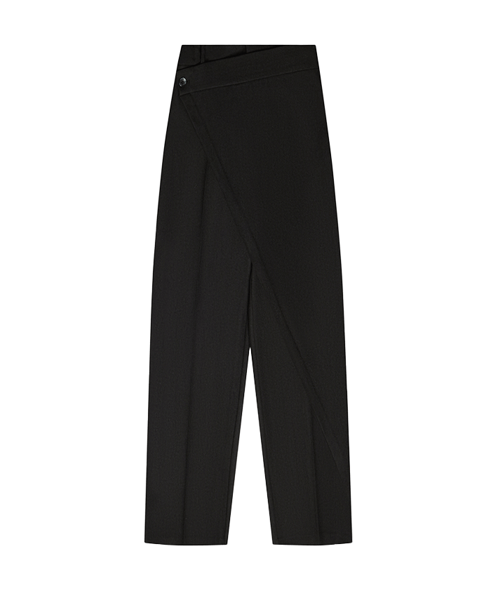 Satin Waistband Pinstripe Trousers - Black