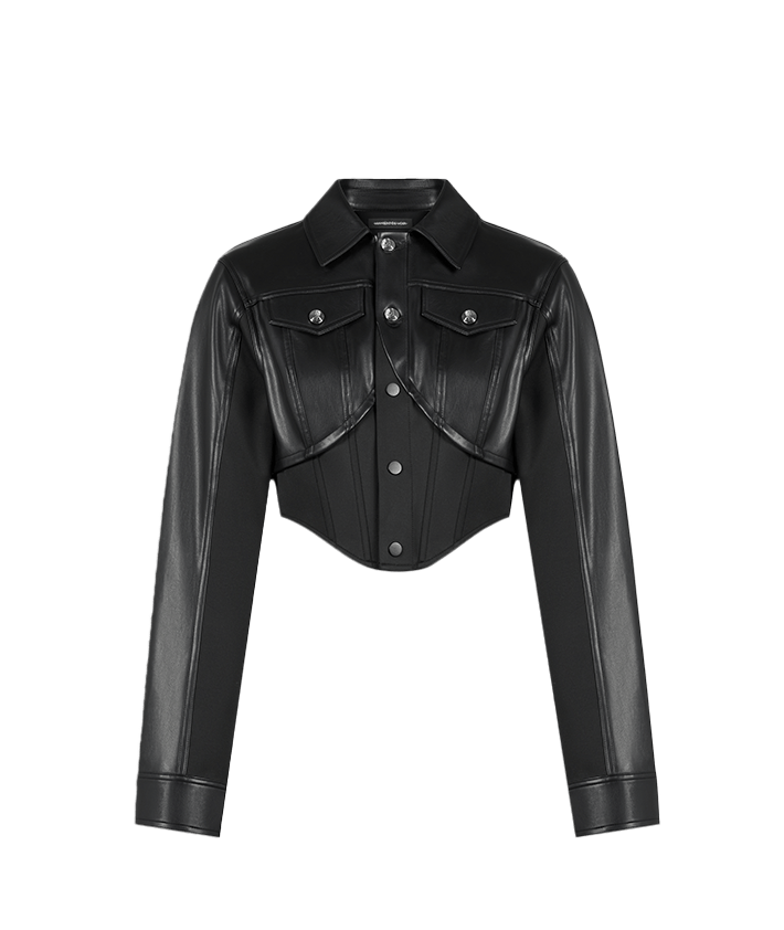 Vegan Leather Contour Jacket - Black | Manière De Voir