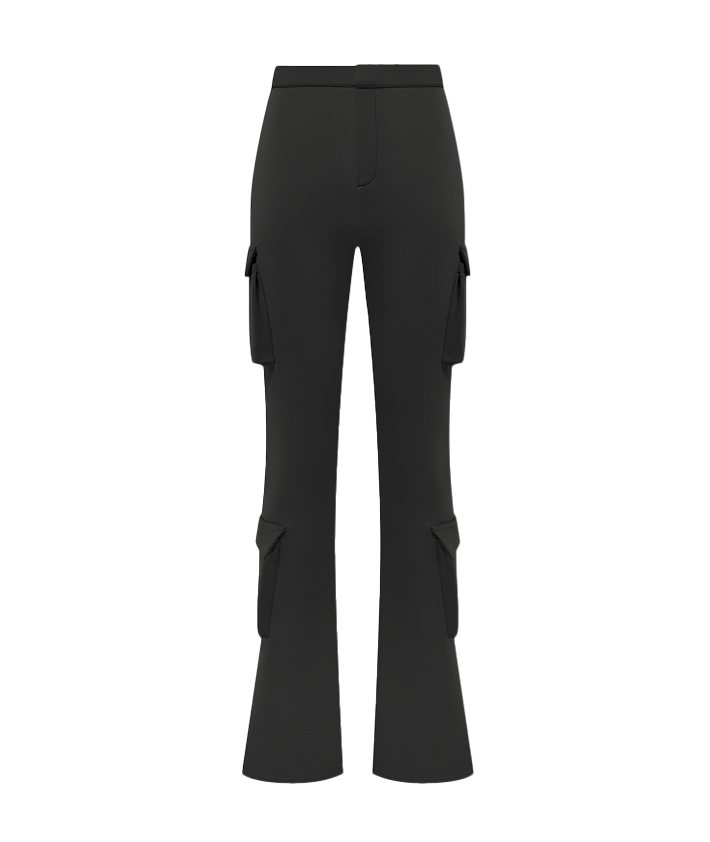 Neoprene Cargo Fit and Flare Leggings - Black