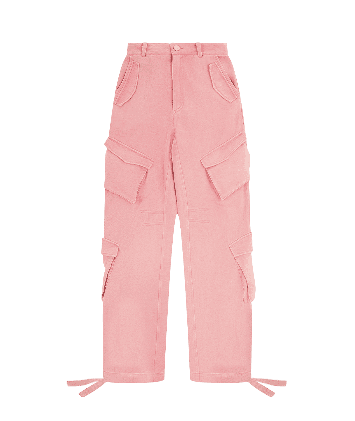 High Waisted Cargo Pants - Washed Pink | Manière De Voir USA
