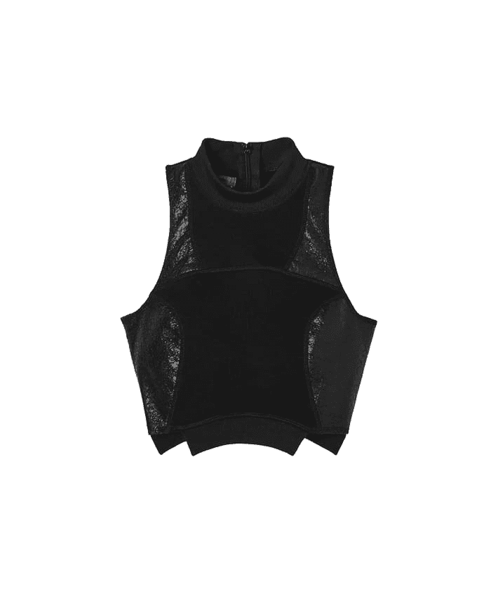 Jersey & Cracked Vegan Leather Crop Top - Black | Manière De Voir